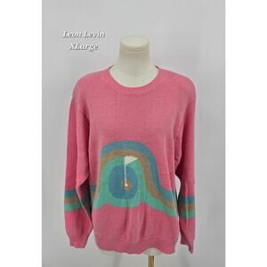 Leon Levin Hand Loomed Coquette Golf Sweater | XL | Vintage 80s Fairway Knit‎